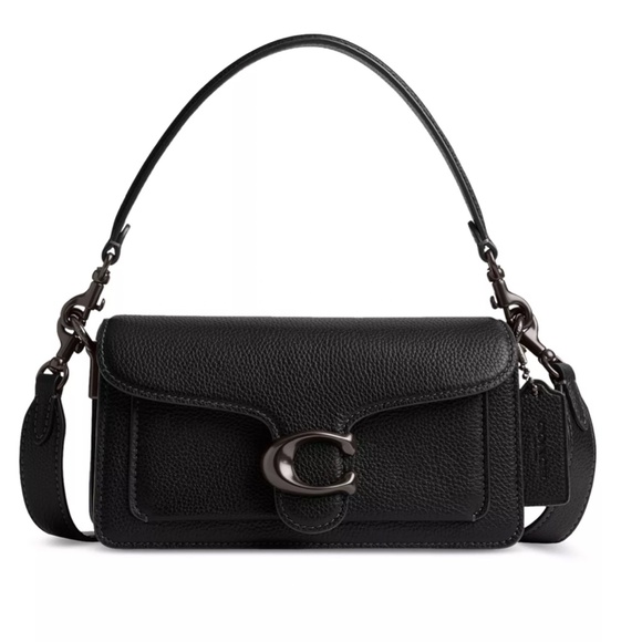 COACH Tabby 20 Polished Pebble Leather Mini Shoulder Bag Black